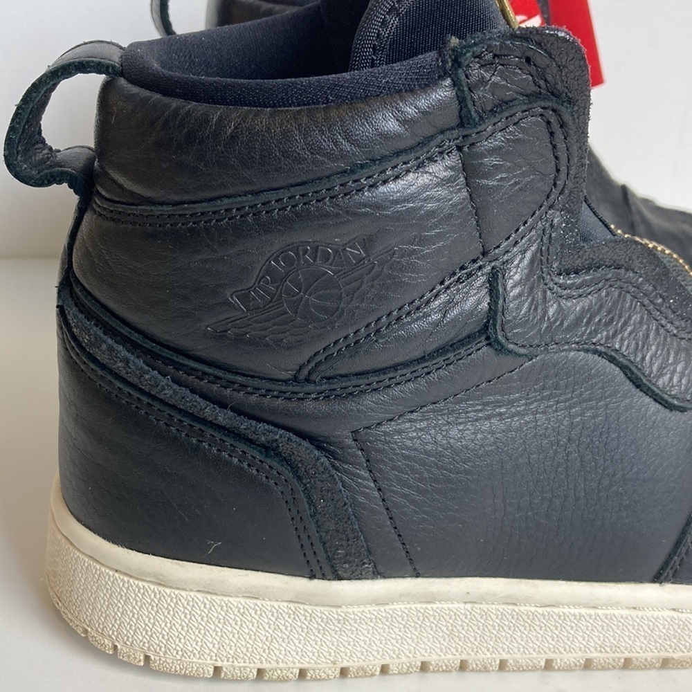Air Jordan 1 Retro High Zip Black Sail Leather Gold Women’s 7.5 Punk Streetwear - Picture 11 of 16